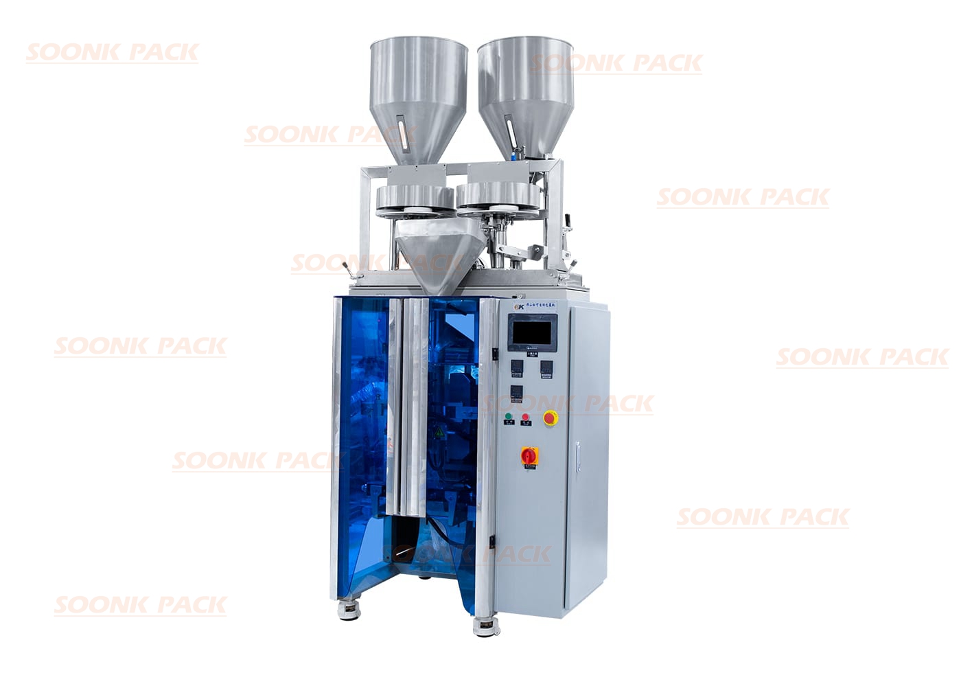 Two Different Products Filling Automatic Packing Machine for PE Film With Double Volumetric Cup